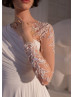 Beaded Ivory Lace Chiffon Slit Airy Wedding Dress Beaded Ivory Lace Chiffon Slit Airy Wedding Dress